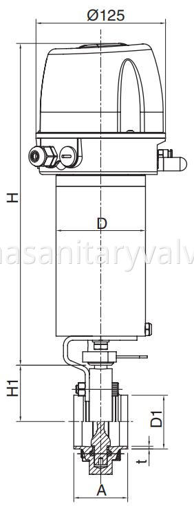 DIN Food Grade Intelligent Pneumatic Butterfly Valve Welded